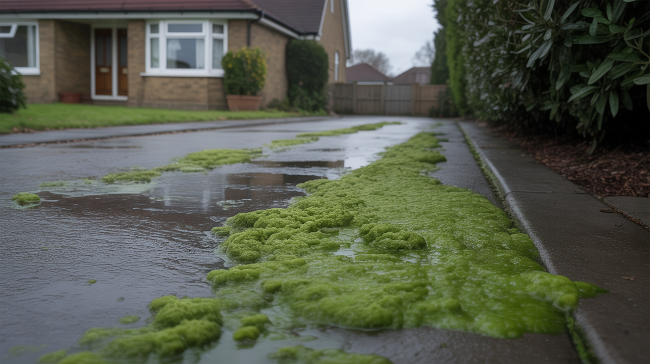 Algae-Covered Driveway - Before